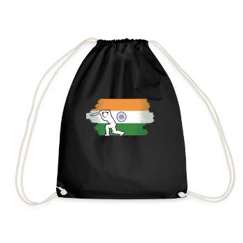 Indien-Flagge-Cricket-Spieler Indische Cricket-Fan - Turnbeutel - Schwarz - Vorne