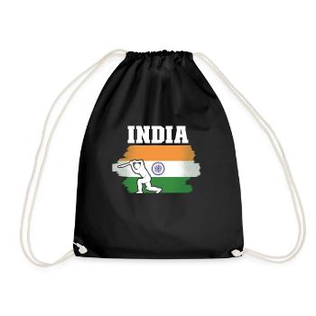 Indien-Flagge-Cricket-Spieler Indische Cricket-Fan - Turnbeutel - Schwarz - Vorne