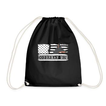Dobermann-Mutter, amerikanische Flagge, patriotisc - Turnbeutel - Schwarz - Vorne