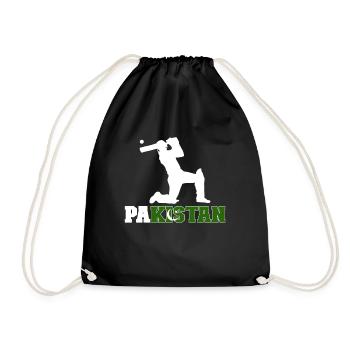 Cricket-Spieler mit pakistanischer Flagge. Cricket - Turnbeutel - Schwarz - Vorne