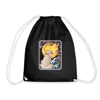 Schaf Japan Cherry Blossom Moon - Turnbeutel - Schwarz - Vorne