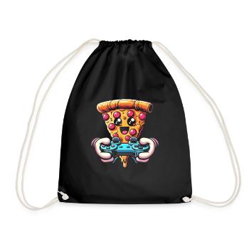 Gamer Gaming Pizza Gaming Controller - Drawstring Bag - black - Front