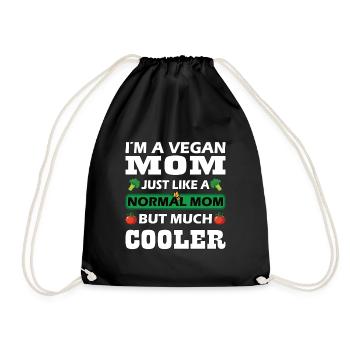 I'm a vegan mom but much cooler - Drawstring Bag - black - Front