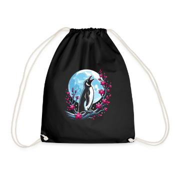 Pinguin Japan Cherry Blossom Moon - Turnbeutel - Schwarz - Vorne