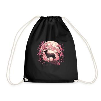 Hirsch Japan Cherry Blossom Moon - Turnbeutel - Schwarz - Vorne