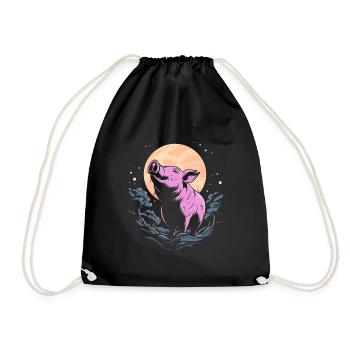 Pig Pig Farmer Moon Howling - Drawstring Bag - black - Front
