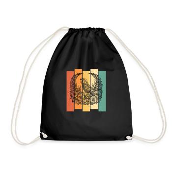 Papagei Wilde Blumen Floral Moon - Turnbeutel - Schwarz - Vorne