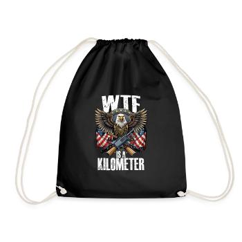 WTF ist ein Kilometer. 4. Juli Eagle WTF-Kilometer - Turnbeutel - Schwarz - Vorne