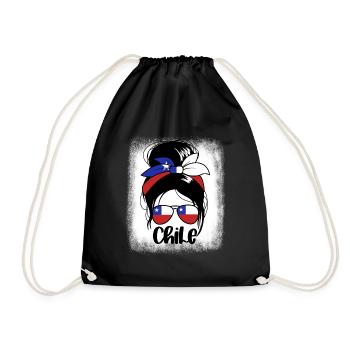 Chile Messy Bun Patriotische chilenische stolze Fr - Turnbeutel - Schwarz - Vorne