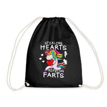 Voler des cœurs et déchirer des pets. Drôle de Valen - Sac de sport léger - noir - Devant