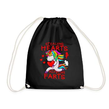 Voler des cœurs et déchirer des pets. Drôle de Valen - Sac de sport léger - noir - Devant