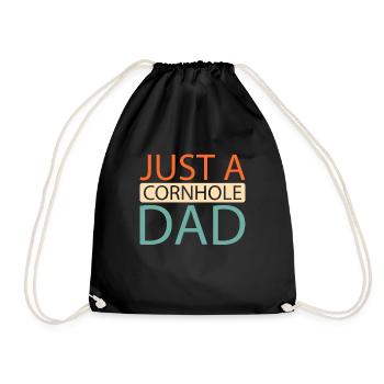 Cornhole Blind Hole Game Just A Cornhole Dad - Drawstring Bag - black - Front