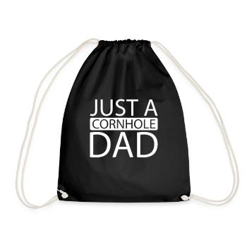 Cornhole Blind Hole Game Just A Cornhole Dad - Drawstring Bag - black - Front