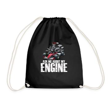 Ask me about my motor car, Guy Racer M - Drawstring Bag - black - Front