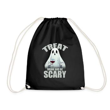 Treat yourself to a drink and be spooky - Drawstring Bag - black - Front
