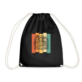 Raccoon Flower Book Reader Floral Cottagecore - Drawstring Bag - black - Front