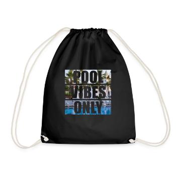 Pool Vibes Only Lustiges Schwimmbad-Schwimmteam - Turnbeutel - Schwarz - Vorne