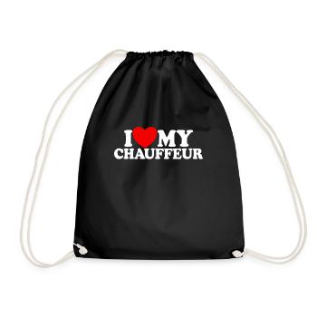 I love my chauffeur. Red Heart Driver, my - Drawstring Bag - black - Front