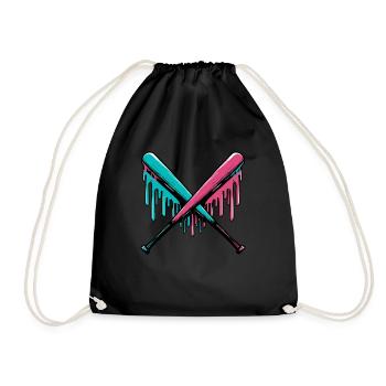 Baseball-Tropfen streut Baseballschläger Baseball- - Turnbeutel - Schwarz - Vorne