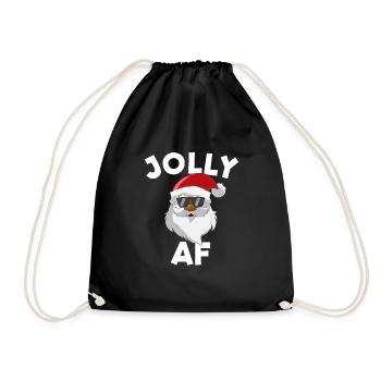 Jolly AF Schwarzer Weihnachtsmann Weihnachten Joll - Turnbeutel - Schwarz - Vorne