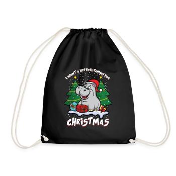Je souhaite un hippopotame pour Noël - Sac de sport léger - noir - Devant