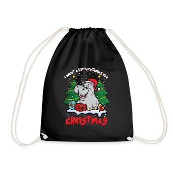 Je souhaite un hippopotame pour Noël - Sac de sport léger - noir - Devant