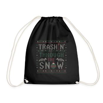 Trashin' Through The Snow Weihnachts-Waschbären-Mü - Turnbeutel - Schwarz - Vorne