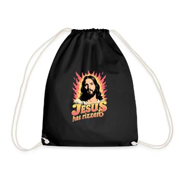 Jesus ist Rizzen Christliches Meme Jesus ist Rizze - Turnbeutel - Schwarz - Vorne
