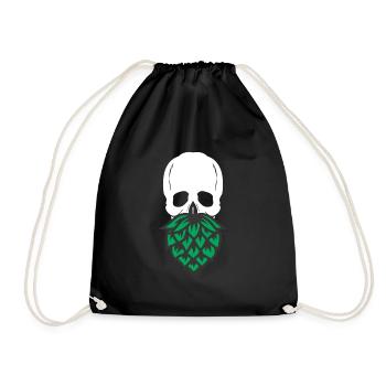 Hopfenbart Lustiger Herrenbraubiertrinker IPA - Turnbeutel - Schwarz - Vorne
