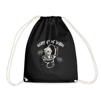 Happy 4th Of Skibidi Jefferson Skibidi Toilet - Drawstring Bag - black - Front