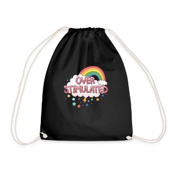 Overstimulated rainbow Probably overstimulated - Drawstring Bag - black - Front