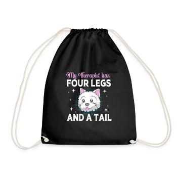 Therapy dog - Drawstring Bag - black - Front