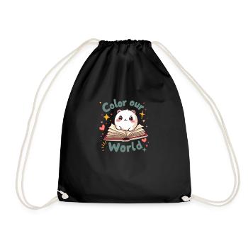 Color Our World: Summer Reading BookwormS for - Drawstring Bag - black - Front