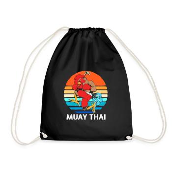 Thai boxing kickboxer kickboxing Muay thai - Drawstring Bag - black - Front