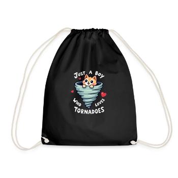 Just a boy who loves tornadoes, storm meteorologist - Drawstring Bag - black - Front