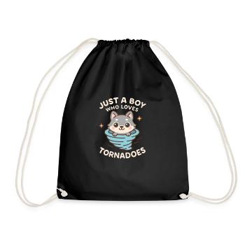 Just a boy who loves tornadoes, storm meteorologist - Drawstring Bag - black - Front