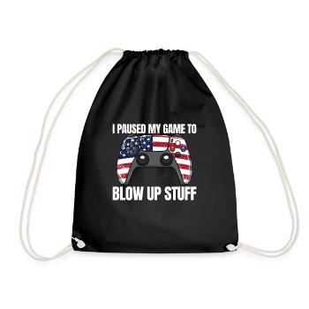 I've paused my game to put stuff in the air - Drawstring Bag - black - Front