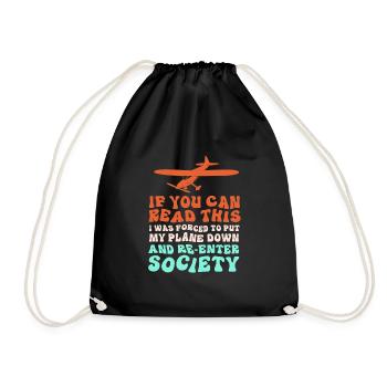 Model Airplane Model Airplane - Drawstring Bag - black - Front