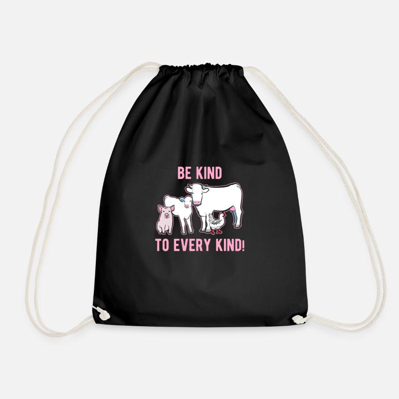 Be nice to animals - Drawstring Bag - black