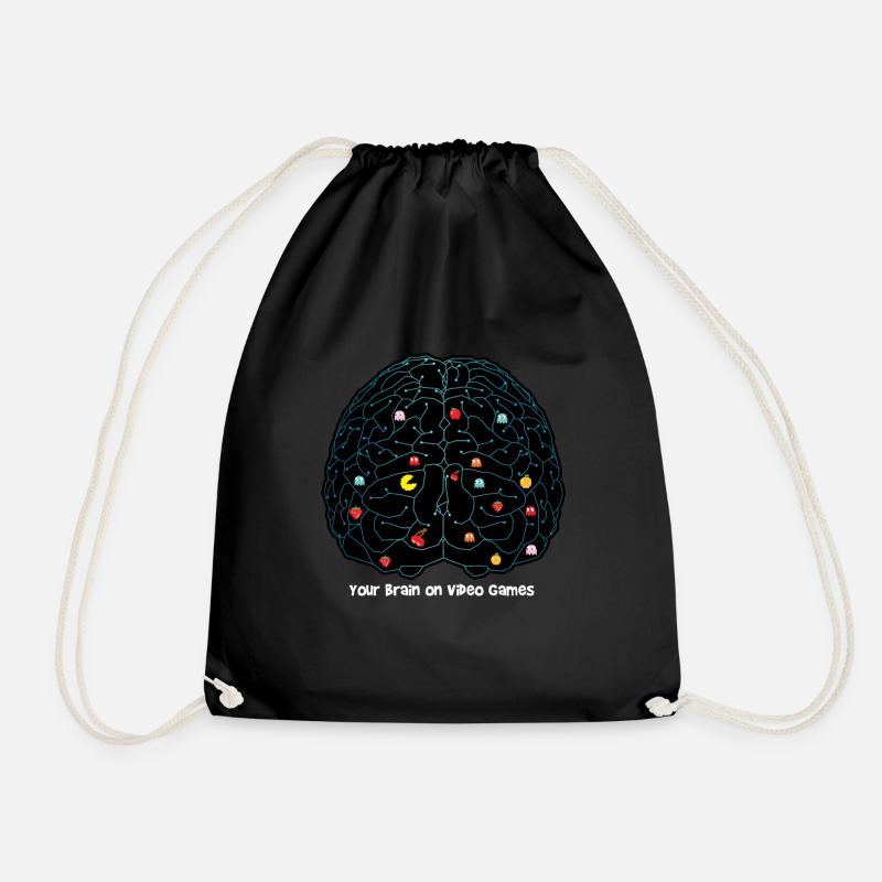 Your Brain On Videogames - Drawstring Bag - black