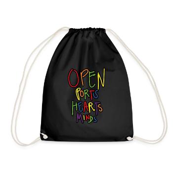 Open Ports Hearts and Minds - Turnbeutel - Schwarz - Vorne