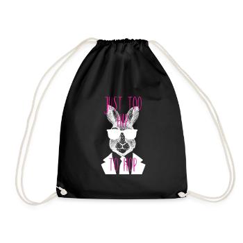Too hip to hop Hipster Hase Brille cool Geschenk - Turnbeutel - Schwarz - Vorne