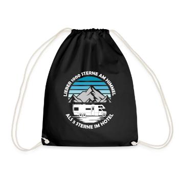 Lieber 1000 Sterne Wohnmobil Shirt Camping - Turnbeutel - Schwarz - Vorne