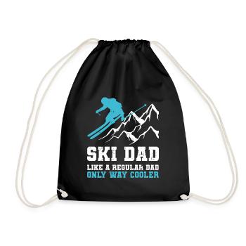 Ski dad shirt skier skiing - Drawstring Bag - black - Front