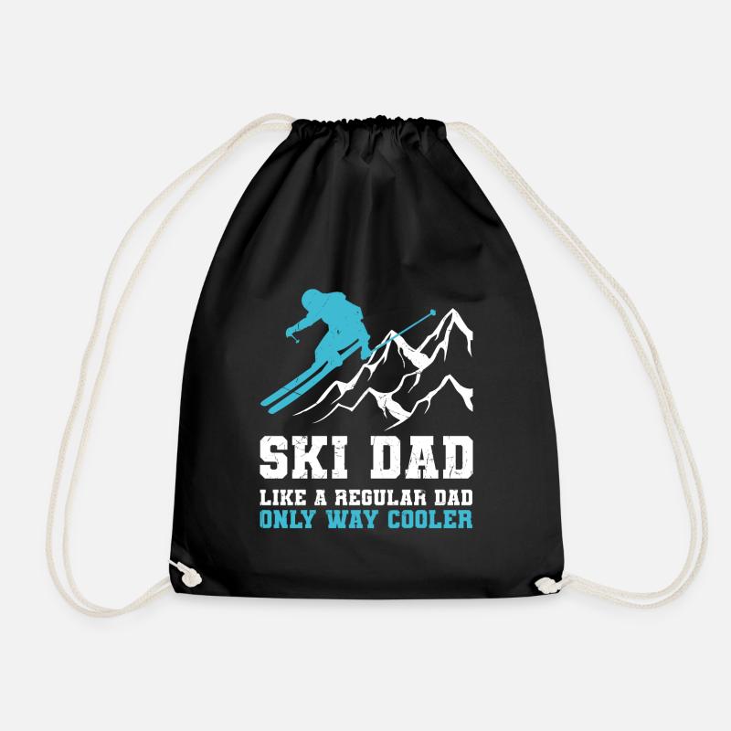 Ski dad shirt skier skiing - Drawstring Bag - black