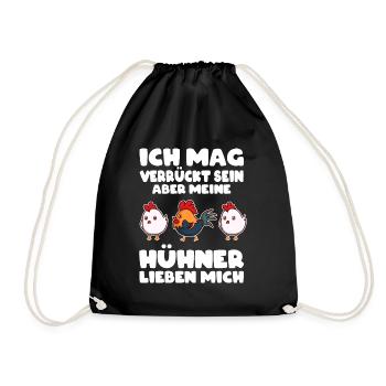 Hühnerstall Hühner Hahn Bauernhof Bäuerin Geschenk - Turnbeutel - Schwarz - Vorne