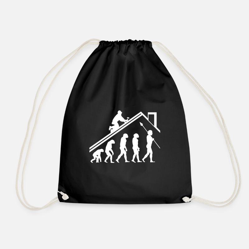 Dachdecker Evolution Geschenk - Turnbeutel - Schwarz