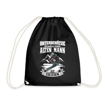 Unterschätze niemals einen alten Mann auf Skiern - Turnbeutel - Schwarz - Vorne