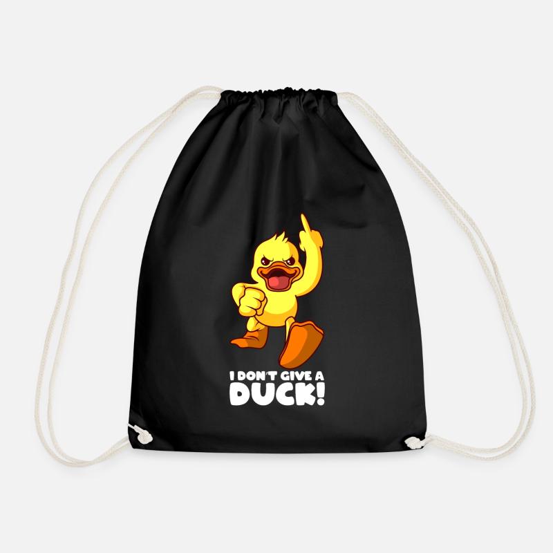 Funny duck - I don't give a duck! - Drawstring Bag - black