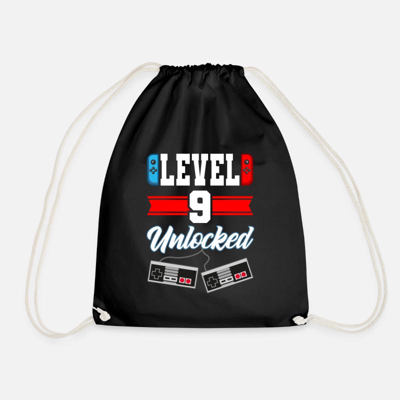 Level 9 Unlocked Gamer Zocker Geburtstagsshirt 9 J - Turnbeutel - Schwarz